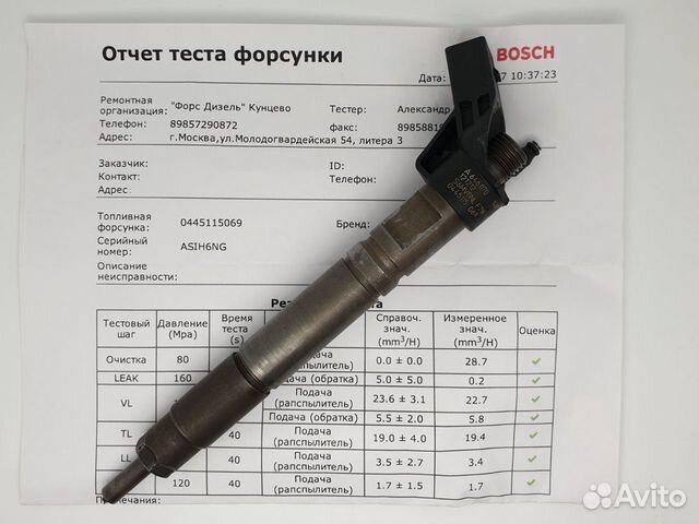 Характеристики форсунок bosch таблица