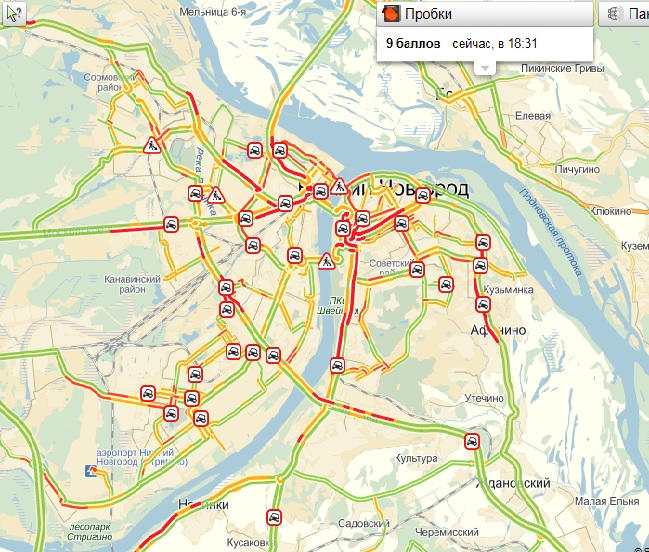 Пробки нижний сейчас онлайн карта