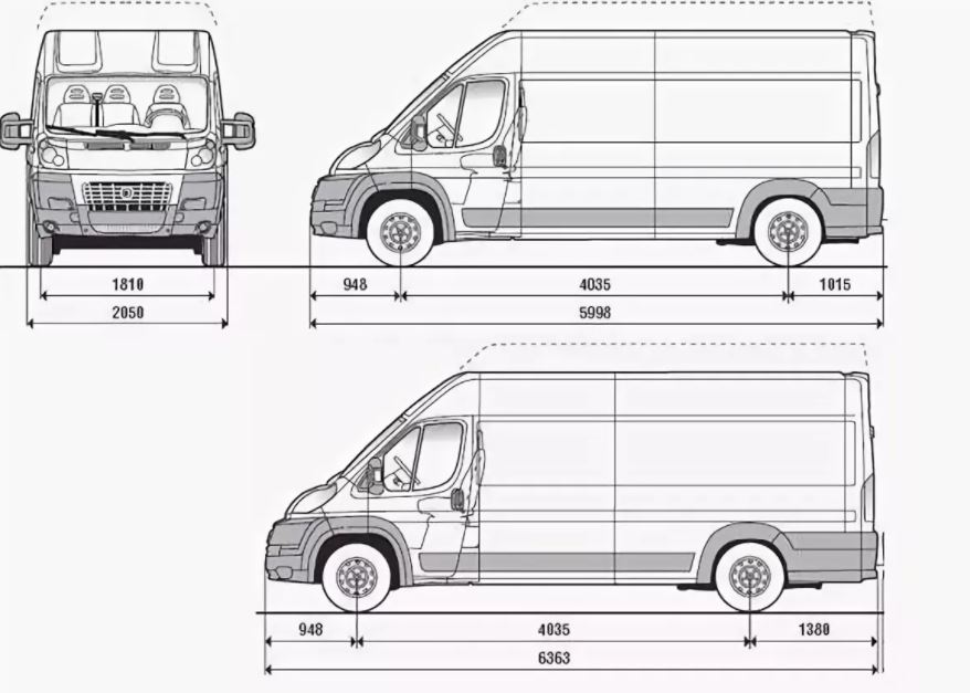 Геометрические размеры ford transit