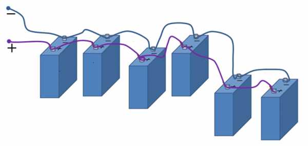 Как соединить 4 аккумулятора