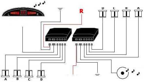 Схема подключения датчиков парктроника